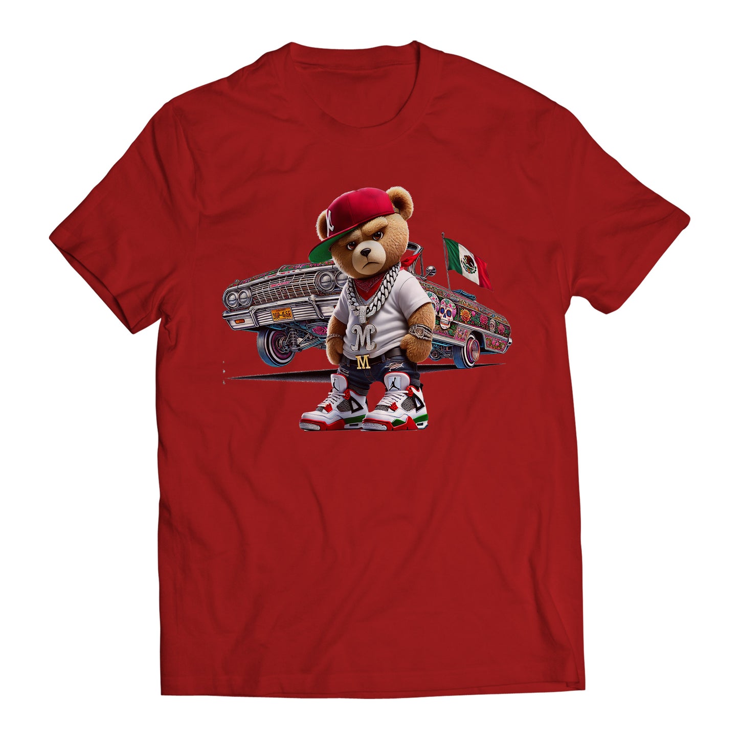 Hip Hop Bear Mexican Flag 64 Impala Inspired Cartoon Men's Graphic Trending T-Shirt
