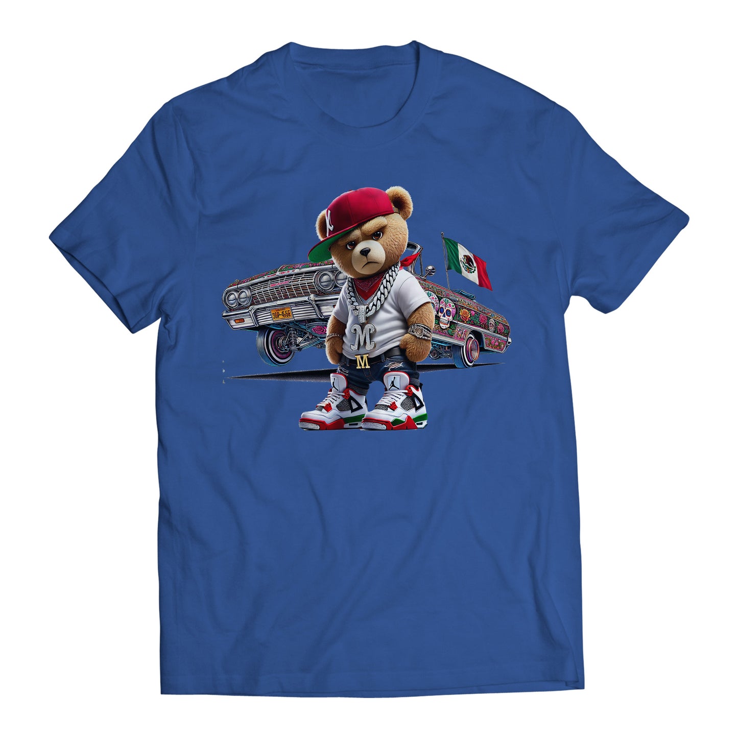 Hip Hop Bear Mexican Flag 64 Impala Inspired Cartoon Men's Graphic Trending T-Shirt