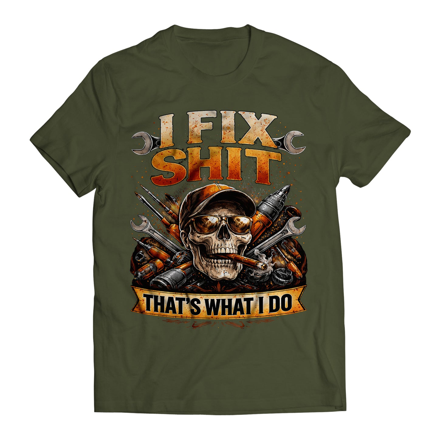 I Fix Shit That's What I Do Skull Dad Mechanic Handyman T-Shirt
