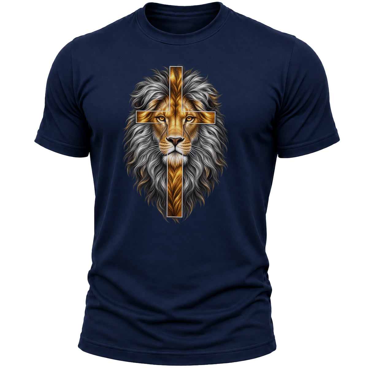 Lion of Judah Cross Christian T-Shirt – Jesus Christ Faith Religious Graphic Tee for Men