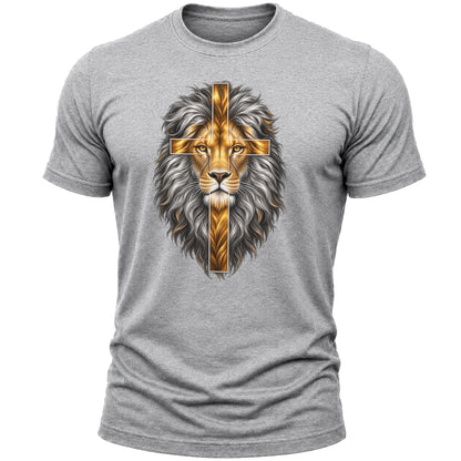 Lion of Judah Cross Christian T-Shirt – Jesus Christ Faith Religious Graphic Tee for Men