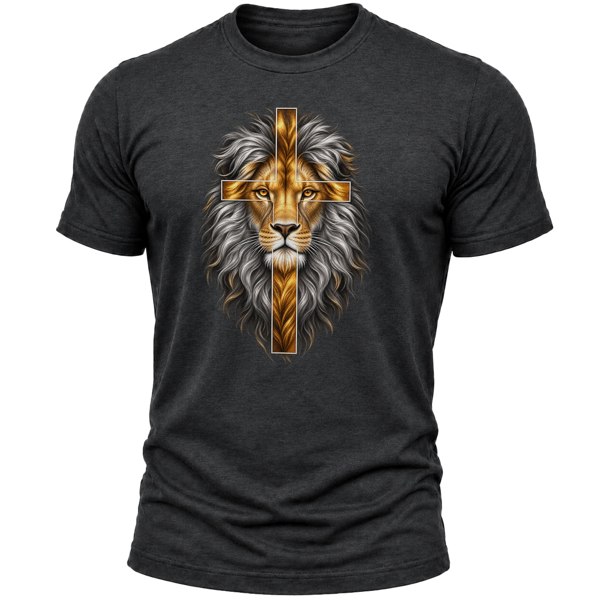 Lion of Judah Cross Christian T-Shirt – Jesus Christ Faith Religious Graphic Tee for Men