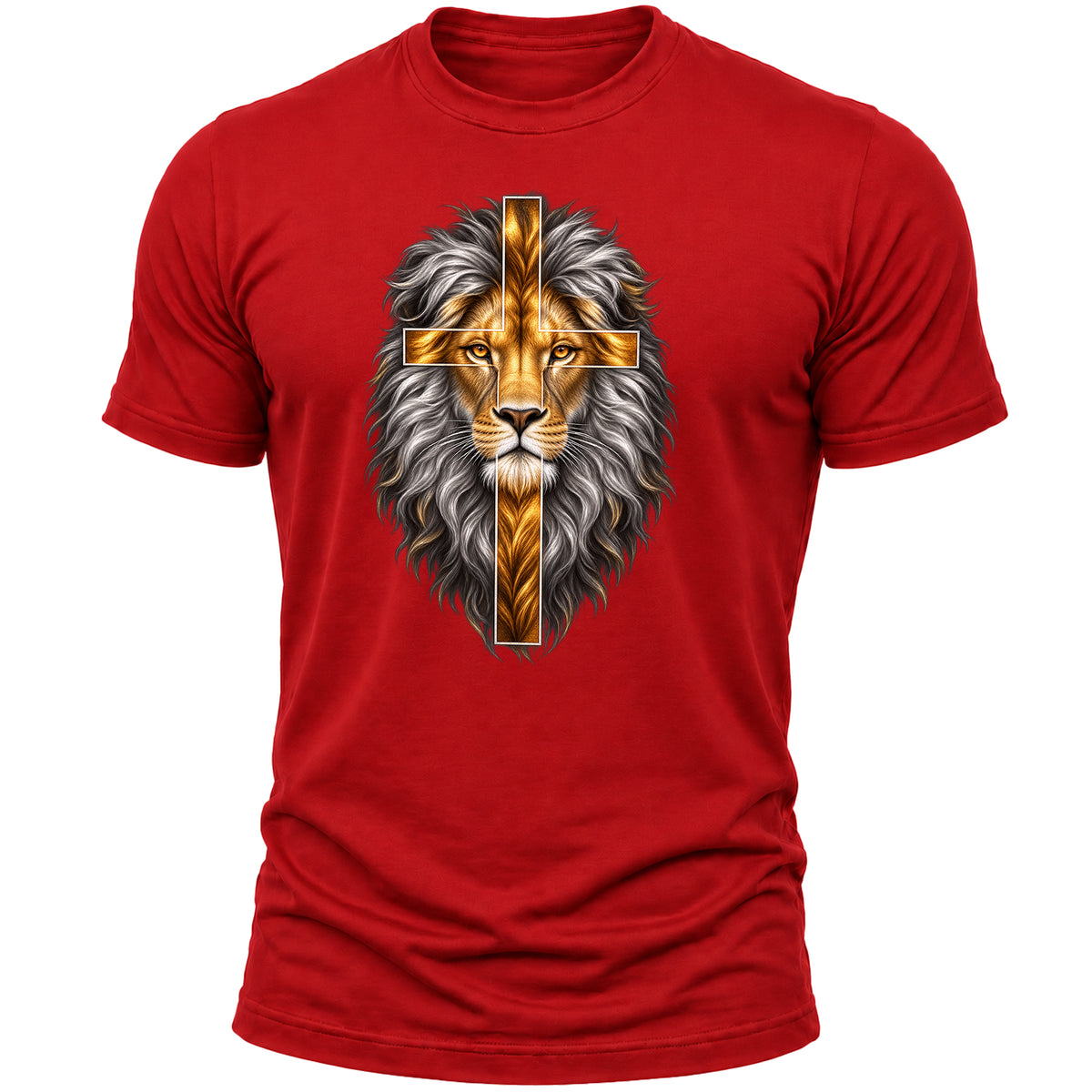 Lion of Judah Cross Christian T-Shirt – Jesus Christ Faith Religious Graphic Tee for Men