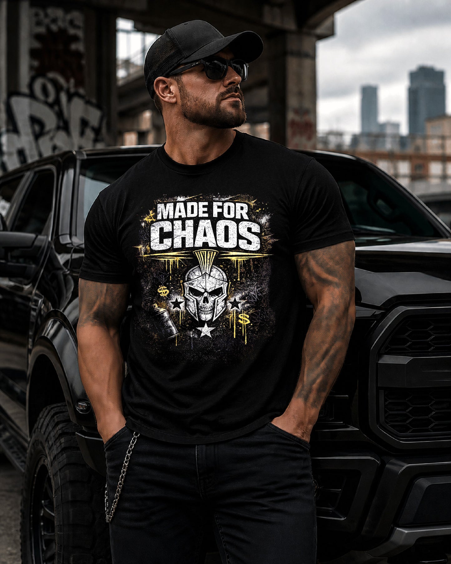 Made For Chaos Shirt, Spartan Skull T-Shirt, Urban Streetwear Tee, Distressed Graphic Tee, Bold Masculine Shirt, Grunge Street Style