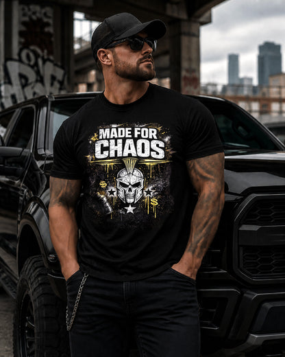 Made For Chaos Shirt, Spartan Skull T-Shirt, Urban Streetwear Tee, Distressed Graphic Tee, Bold Masculine Shirt, Grunge Street Style