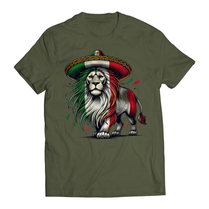 Mexican Flag Lion Proud Mexican Patriotic Men's Graphic T-Shirt