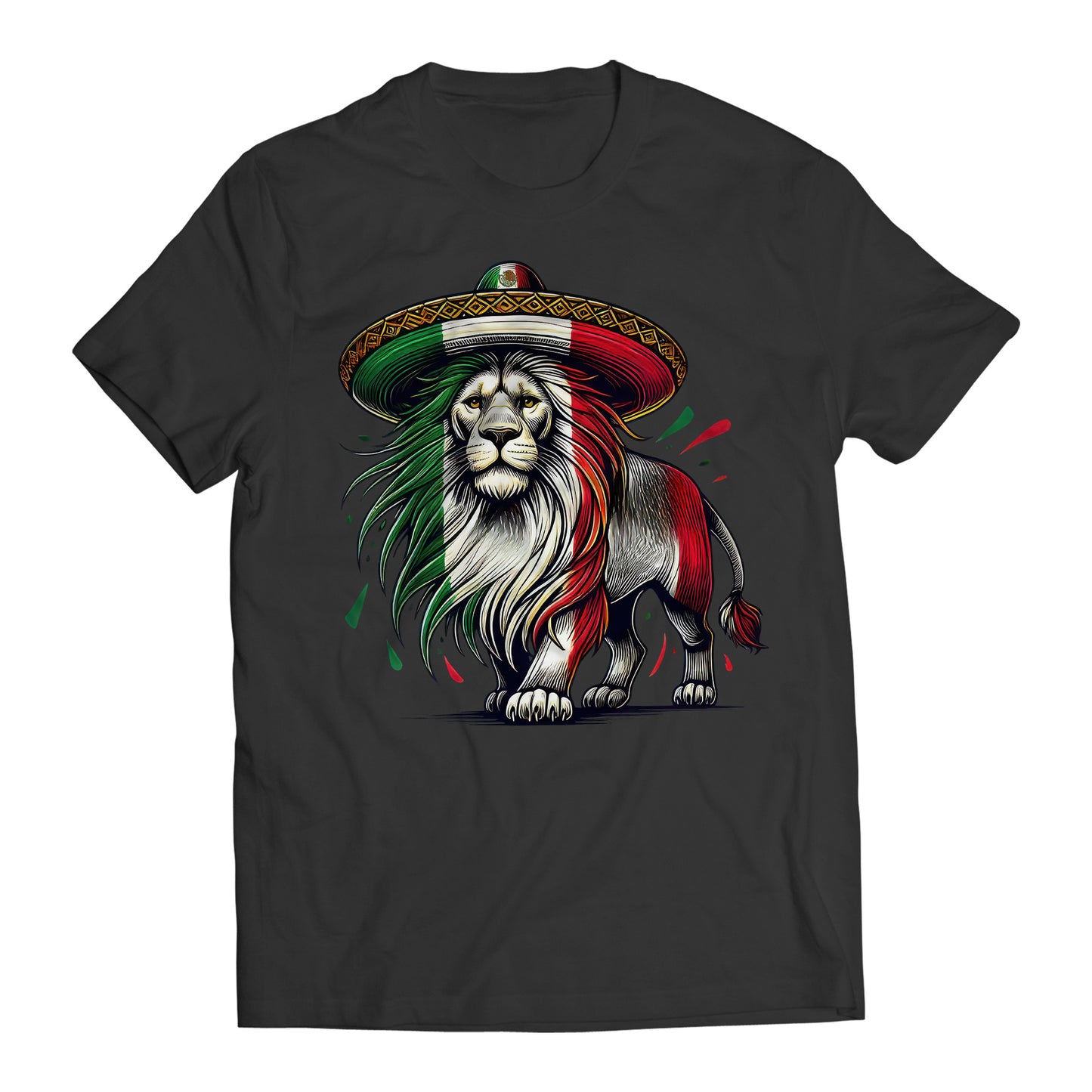 Mexican Flag Lion Proud Mexican Patriotic Men's Graphic T-Shirt