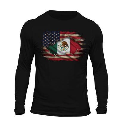 Mexican American Flag Mexican Roots Chicano Pride Long Sleeve T-Shirt