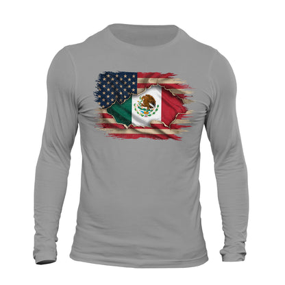 Mexican American Flag Mexican Roots Chicano Pride Long Sleeve T-Shirt