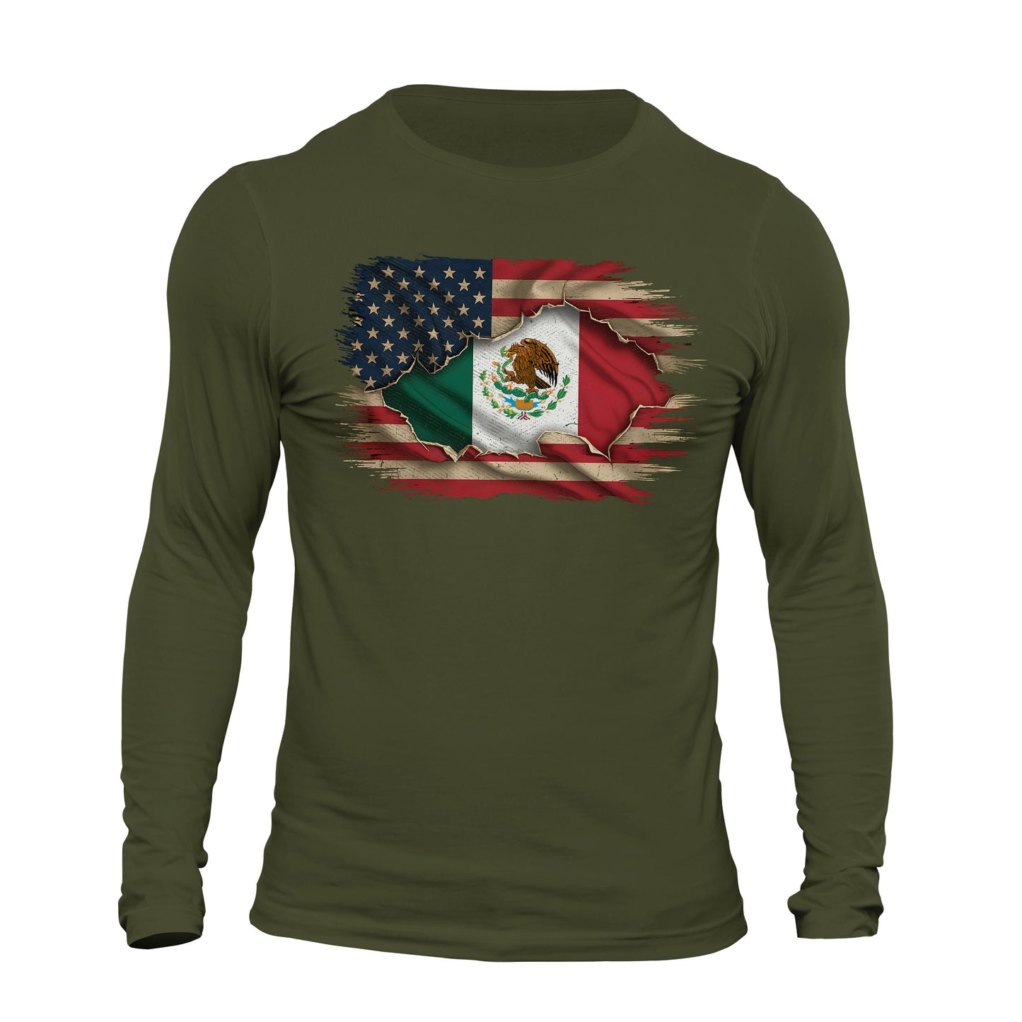 Mexican American Flag Mexican Roots Chicano Pride Long Sleeve T-Shirt