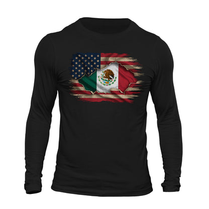 Mexican American Flag Mexican Roots Chicano Pride Long Sleeve T-Shirt