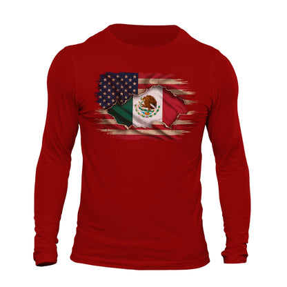 Mexican American Flag Mexican Roots Chicano Pride Long Sleeve T-Shirt