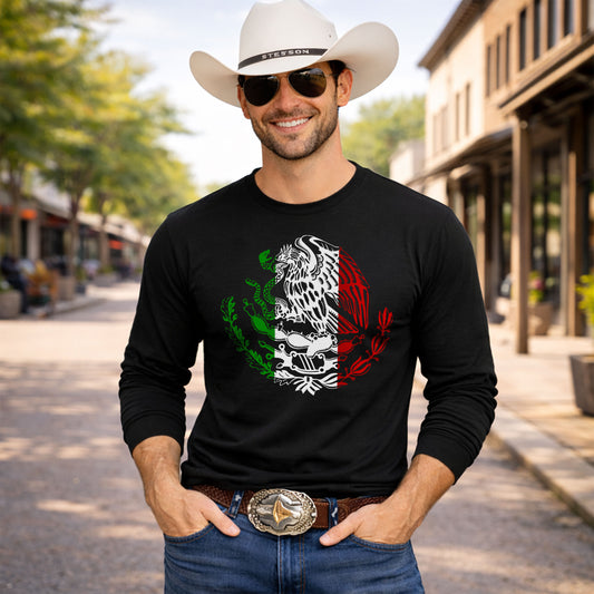 Mexico Mexican Flag Eagle Long Sleeve T-Shirt