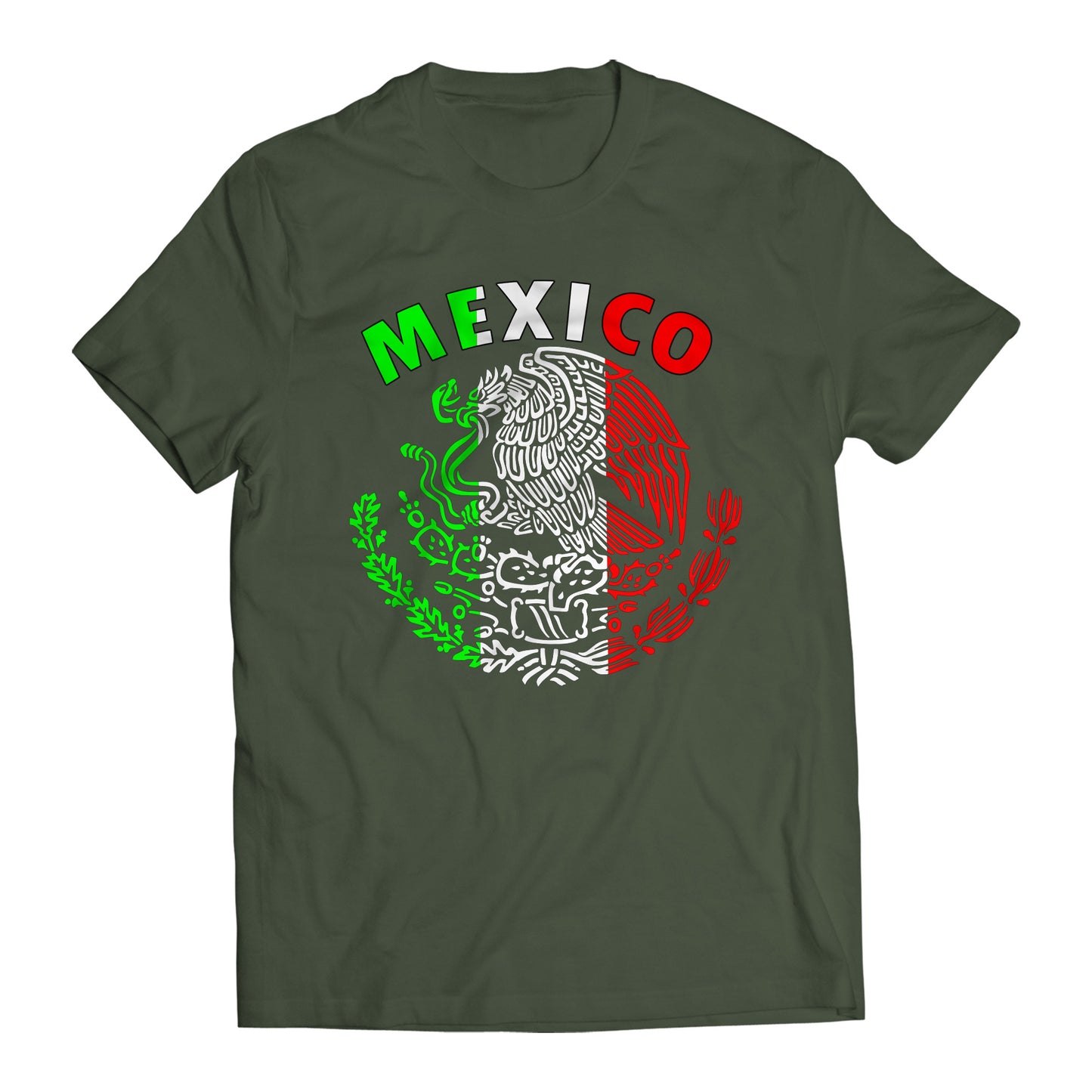 Mexico Mexican Flag Patriotic Short Sleeve T-Shirt- Playera Patriota De Mexico