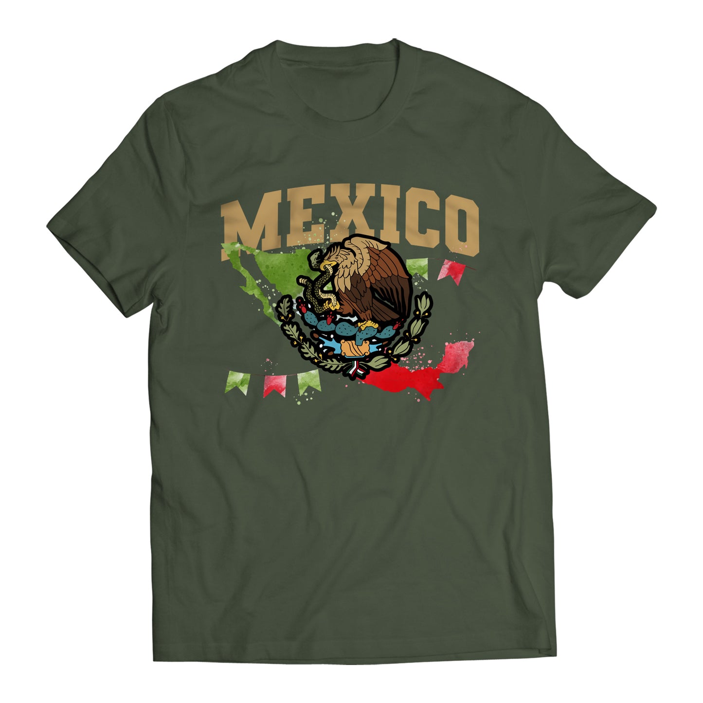 Mexican Flag Celebration Short Sleeve T-Shirt- Playera De Mexico
