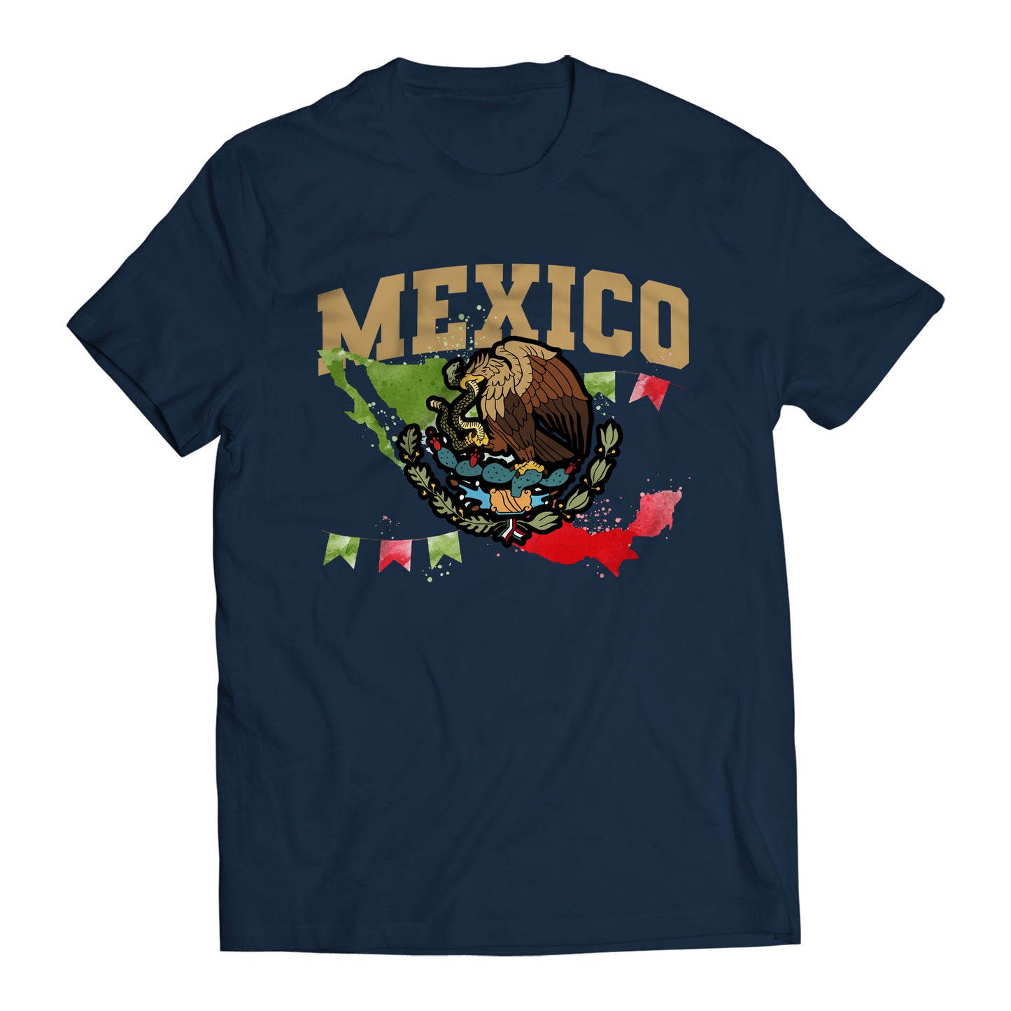 Mexican Flag Celebration Short Sleeve T-Shirt- Playera De Mexico