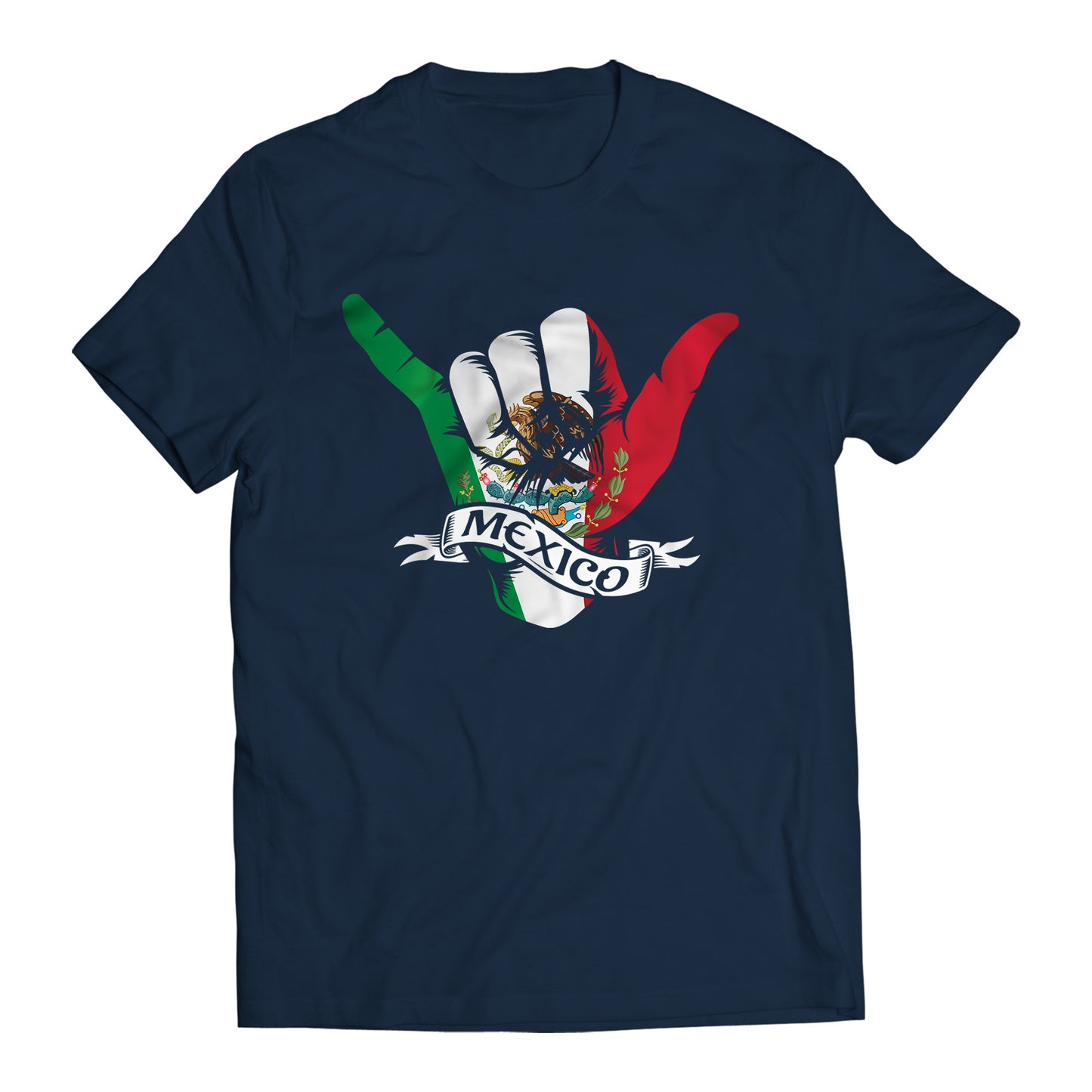 Mexico Shaka Hand Short Sleeve T-Shirt- Playera De Mexico
