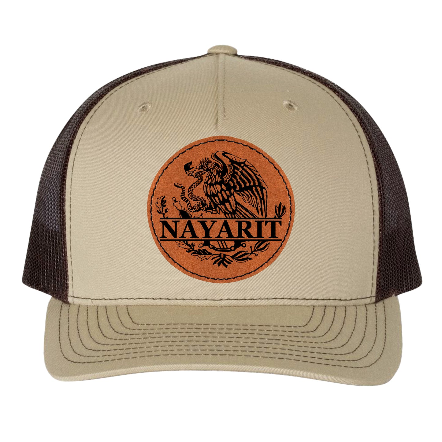 Nayarit Mexico Eagle Leather Patch Style Hat Trucker Hat Baseball Cap Mexican Hat