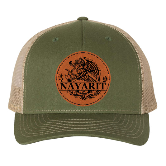 Nayarit Mexico Eagle Leather Patch Style Hat Trucker Hat Baseball Cap Mexican Hat