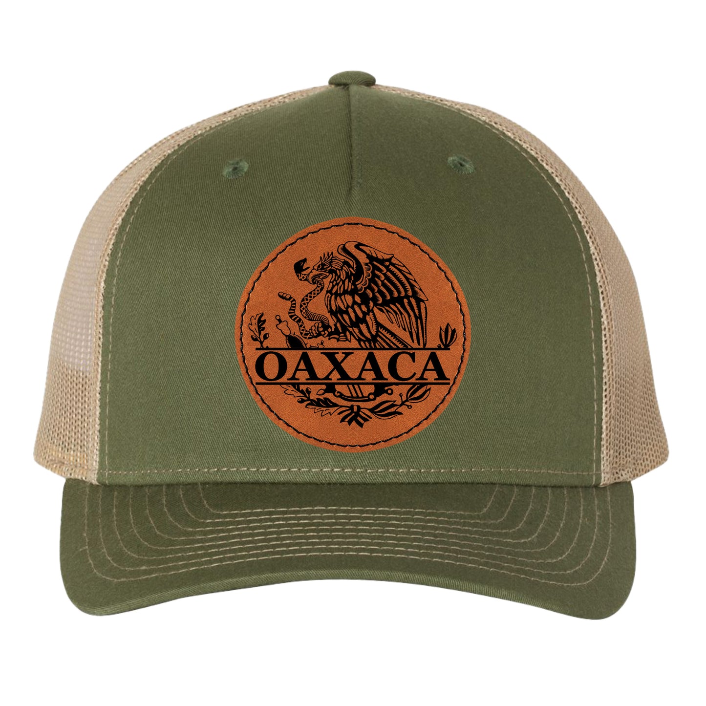 Oaxaca Mexico Eagle Leather Patch Style Hat Trucker Hat Baseball Cap Mexican Hat
