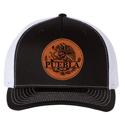 Puebla Mexico Eagle Leather Patch Hat Trucker Hat Baseball Cap