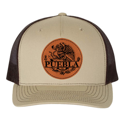 Puebla Mexico Eagle Leather Patch Hat Trucker Hat Baseball Cap
