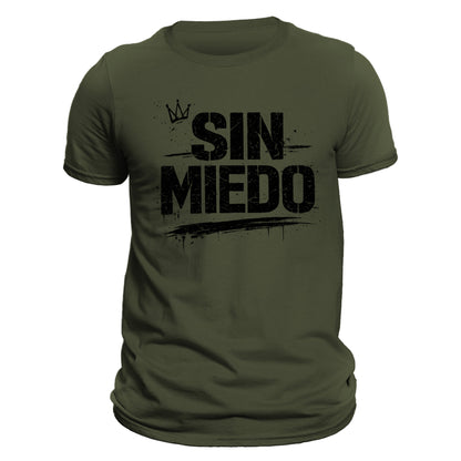 Sin Miedo T-Shirt – Fearless Spanish Graphic Tee, Mens Streetwear Shirt, Bold Typography Black Tee, Latin Pride Apparel, No Fear Shirt