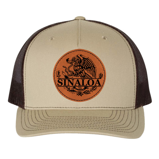 Sinaloa Mexico Eagle Leather Patch Hat Trucker Hat Baseball Cap