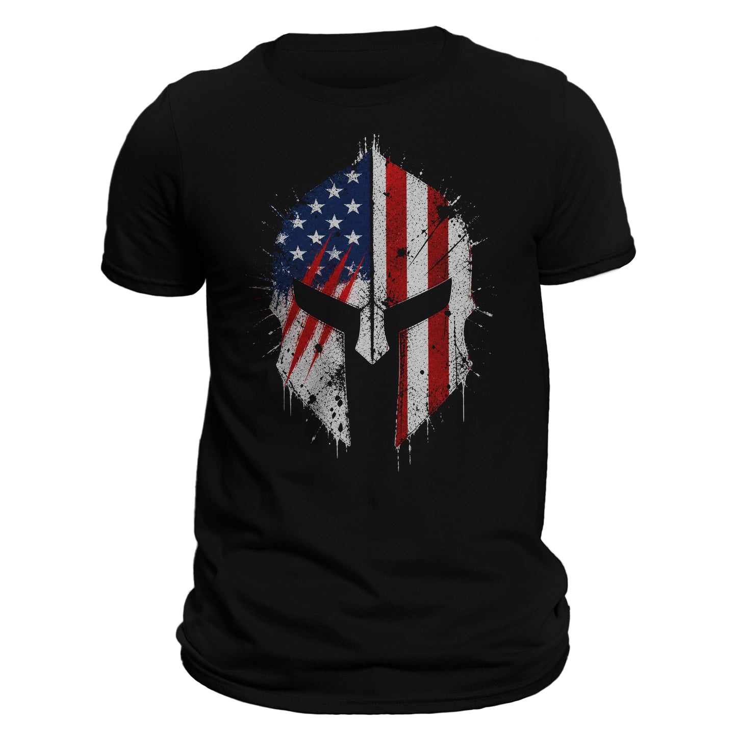 Spartan Helmet T-Shirt American Flag Patriotic Shirt for Men | Warrior Graphic Tee | Gym Fitness Military Style USA Shirt