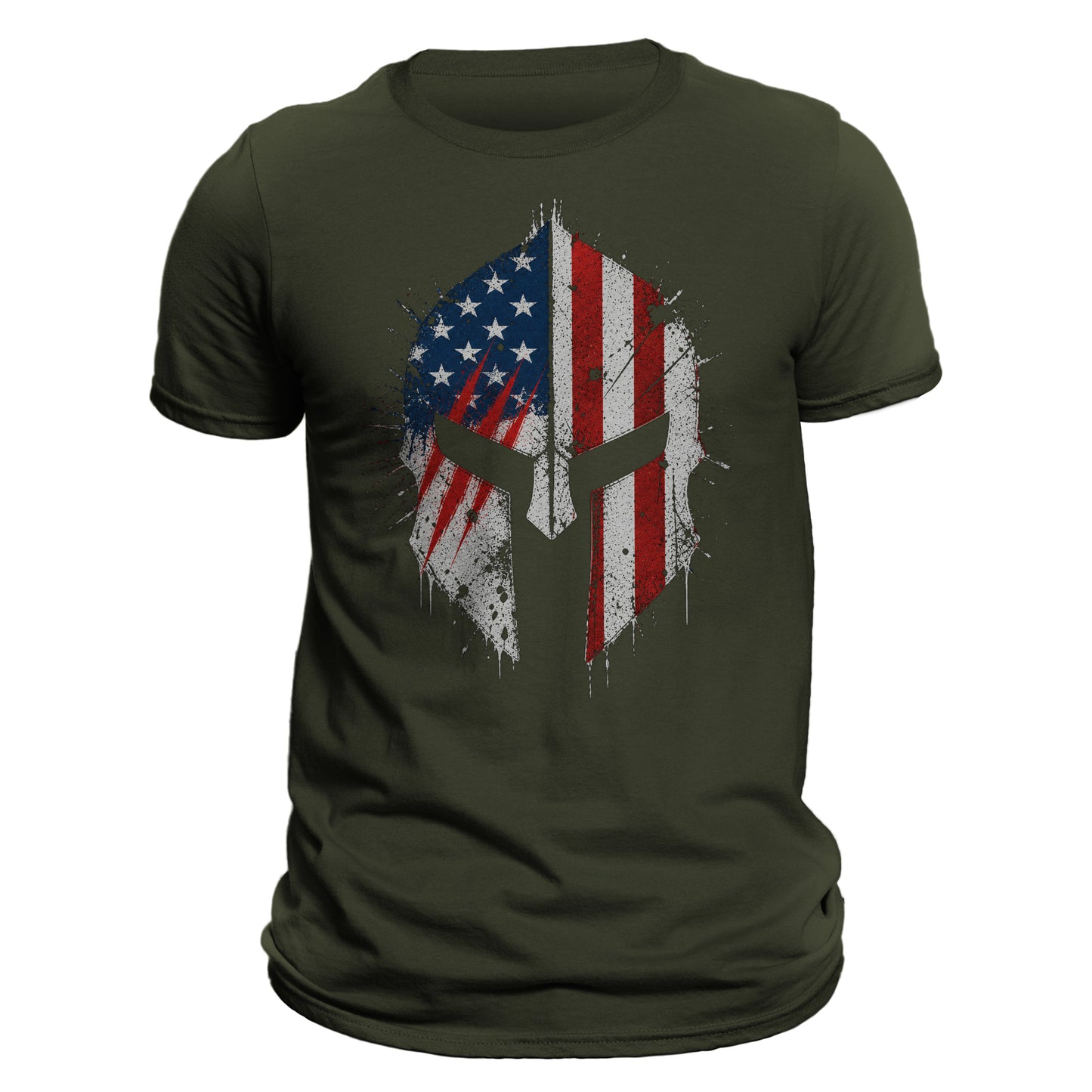 Spartan Helmet T-Shirt American Flag Patriotic Shirt for Men | Warrior Graphic Tee | Gym Fitness Military Style USA Shirt