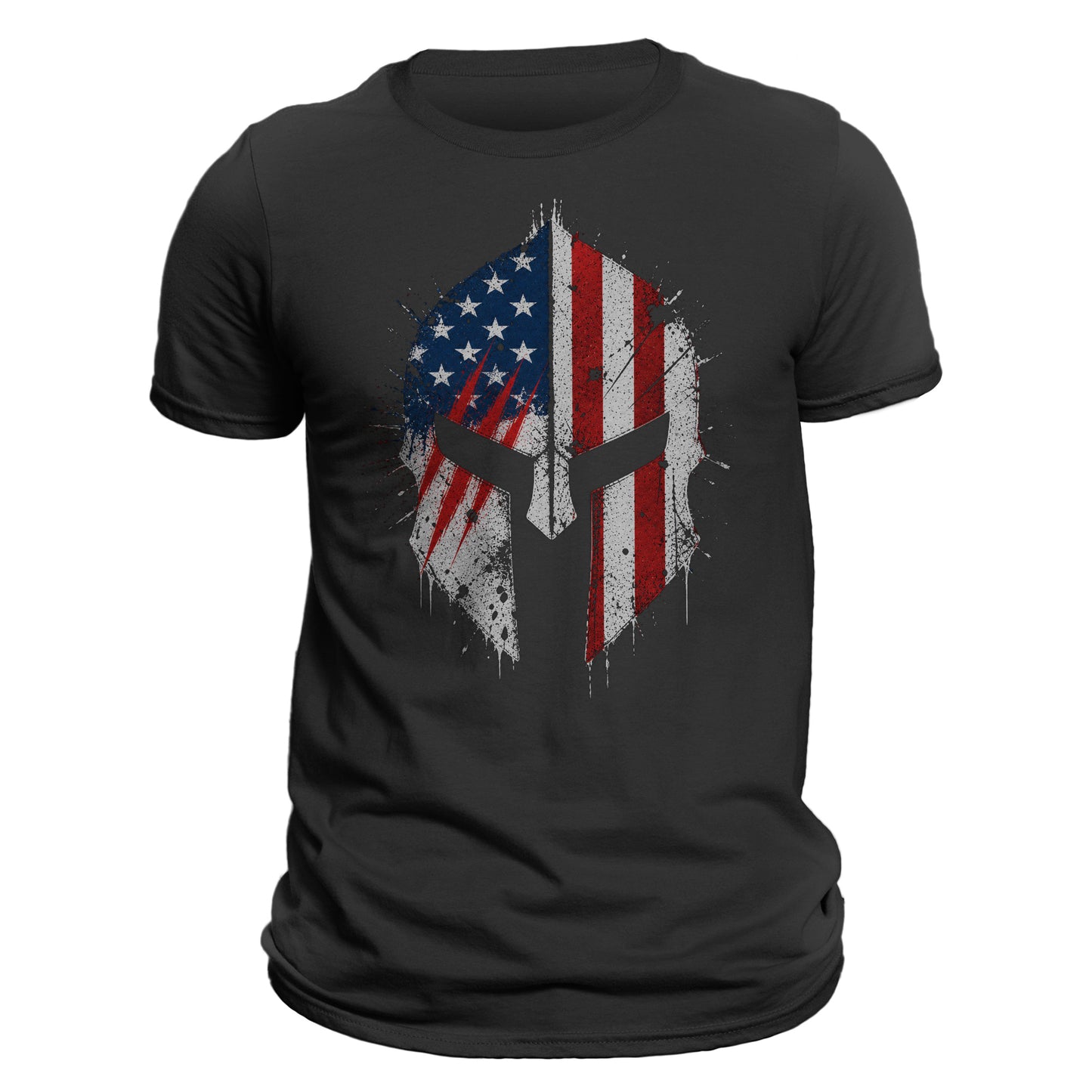 Spartan Helmet T-Shirt American Flag Patriotic Shirt for Men | Warrior Graphic Tee | Gym Fitness Military Style USA Shirt