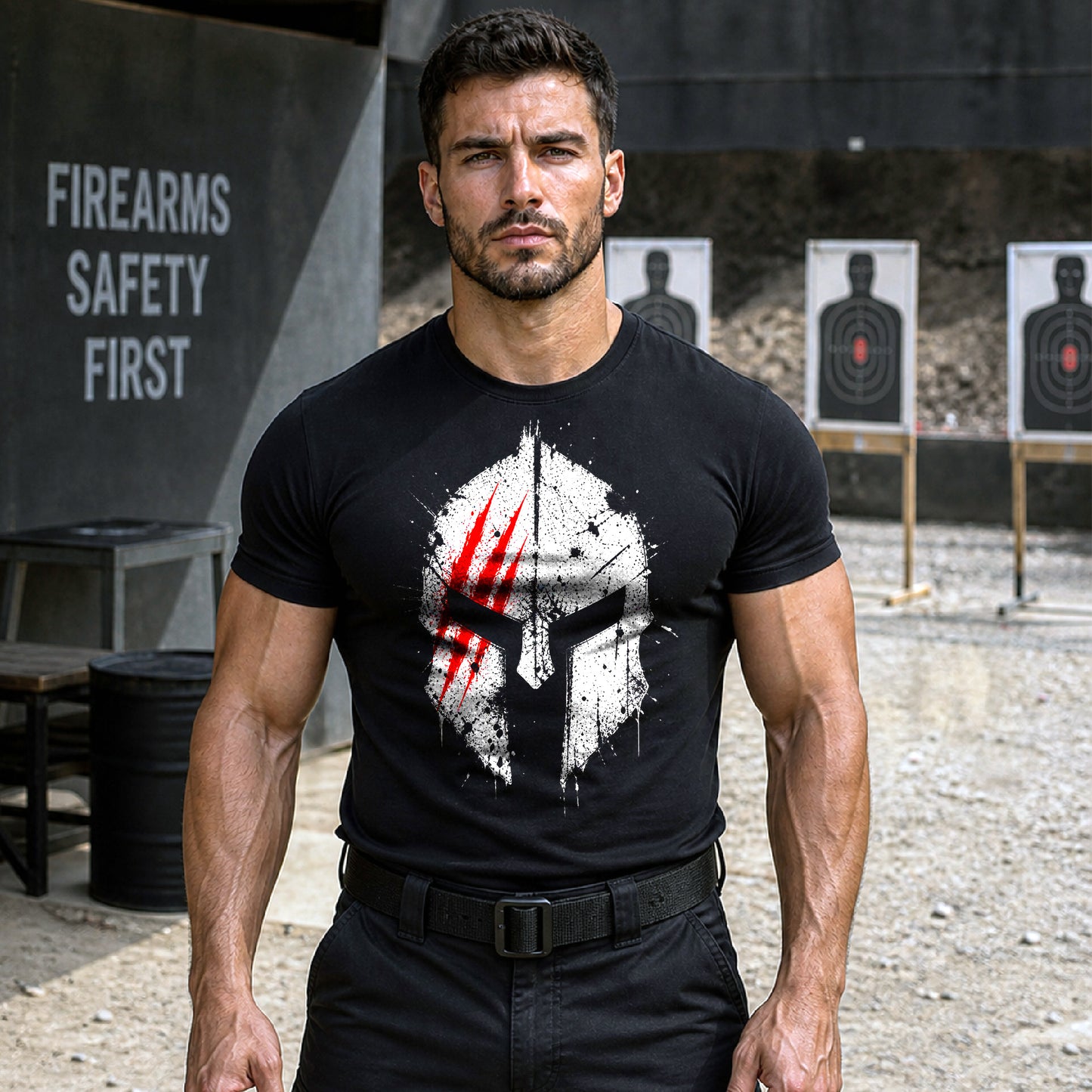 Spartan Helmet T-Shirt for Men | Warrior Graphic Tee | Gym Fitness Shirt | Strength Mindset Shirt | Tactical Style Tee