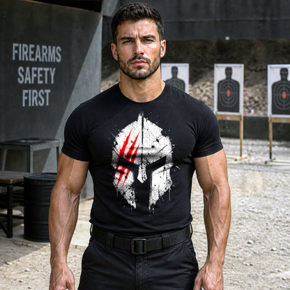 Spartan Helmet T-Shirt for Men | Warrior Graphic Tee | Gym Fitness Shirt | Strength Mindset Shirt | Tactical Style Tee