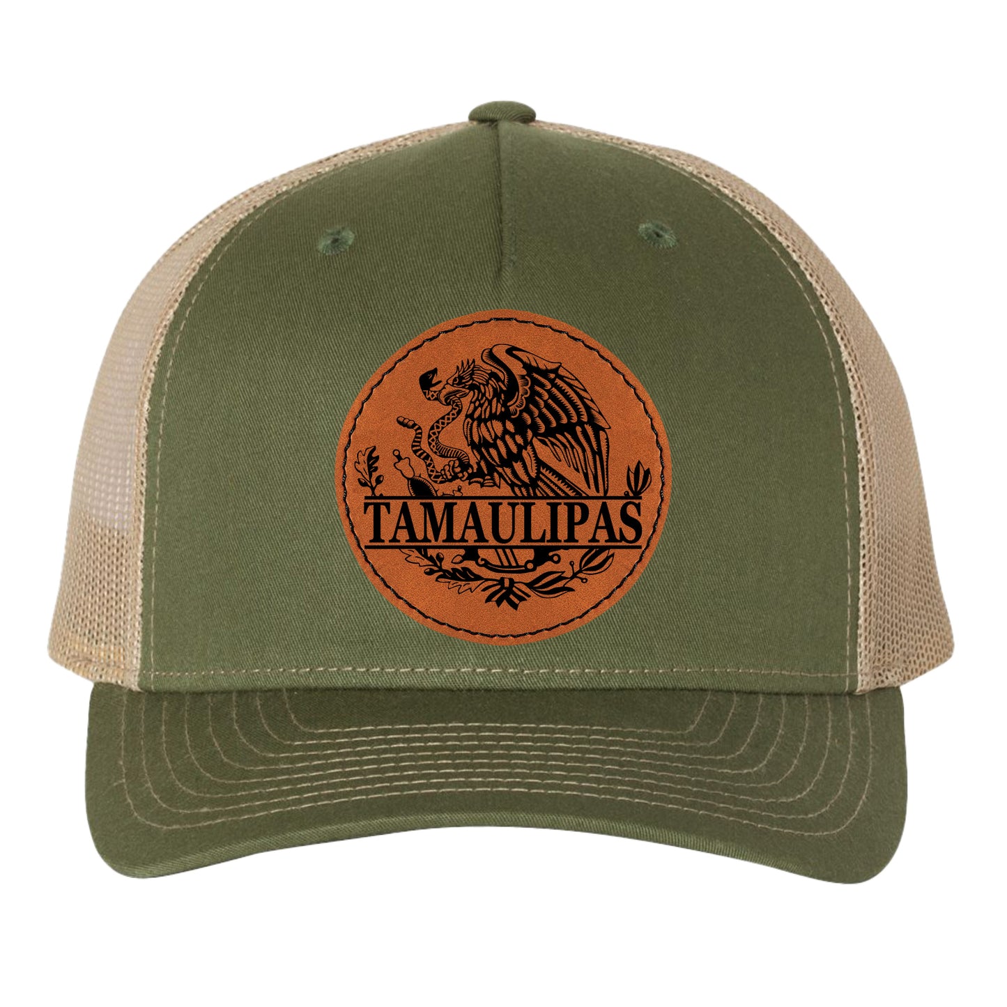Tamaulipas Mexico Eagle Leather Patch Hat Trucker Hat Baseball Cap