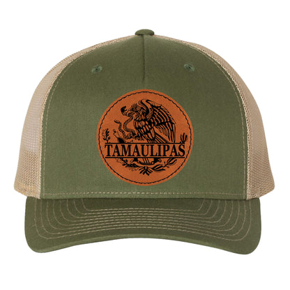 Tamaulipas Mexico Eagle Leather Patch Hat Trucker Hat Baseball Cap