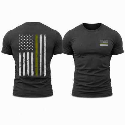 Thin Green Line American Flag T-Shirt, Military Veteran Shirt, Patriotic Army Support Tee, Front & Back Print