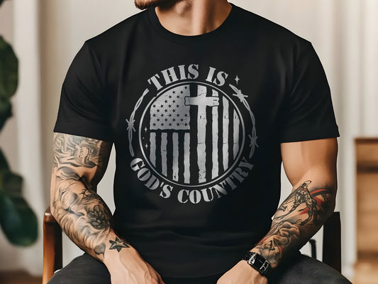 This is God's Country Patriotic Religious Christian Men's Graphic T-Shirt