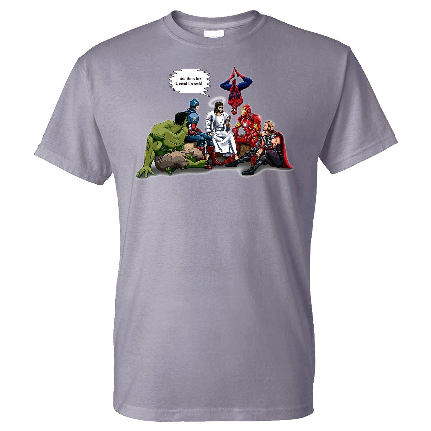 And That's How I Saved The World Jesus Superheroes Men's T-Shirt A