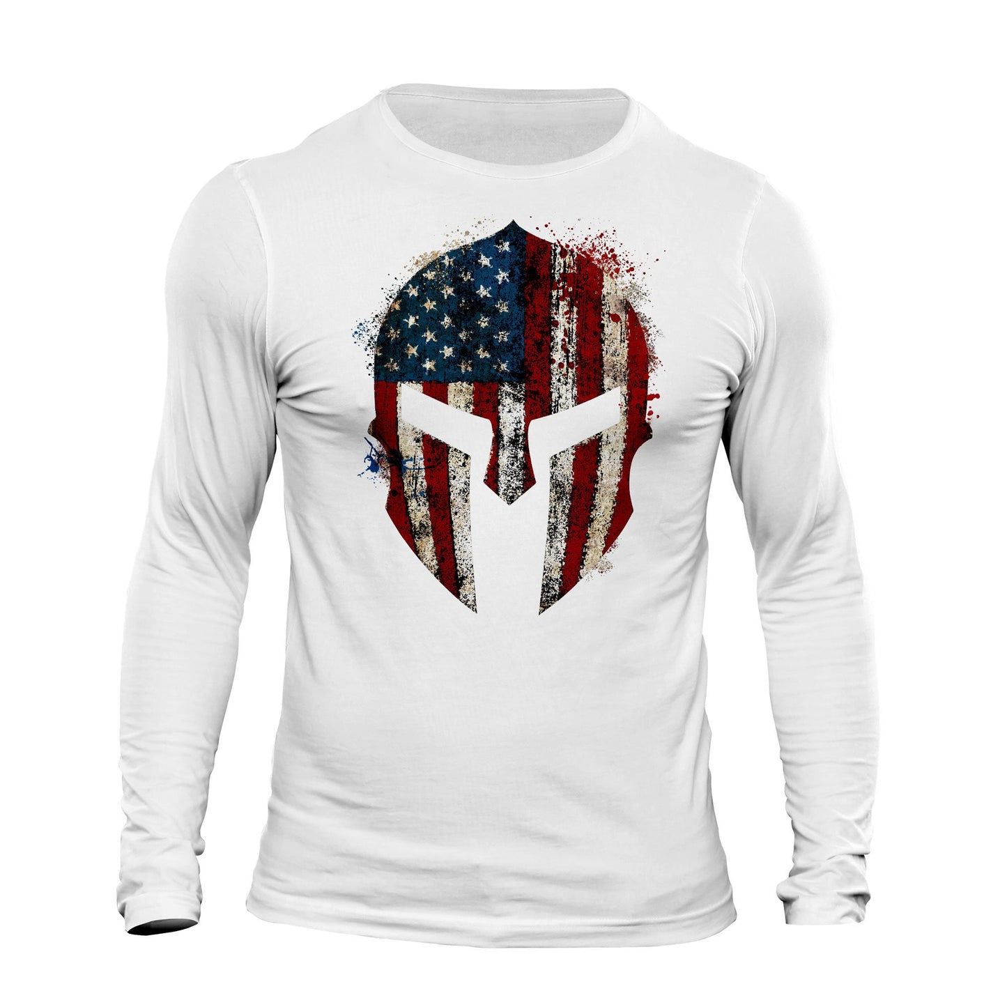 American Spartan Patriotic USA Flag Men's Long Sleeve T-Shirt