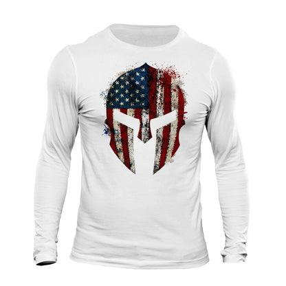 American Spartan Patriotic USA Flag Men's Long Sleeve T-Shirt