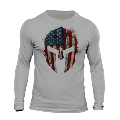 American Spartan Patriotic USA Flag Men's Long Sleeve T-Shirt