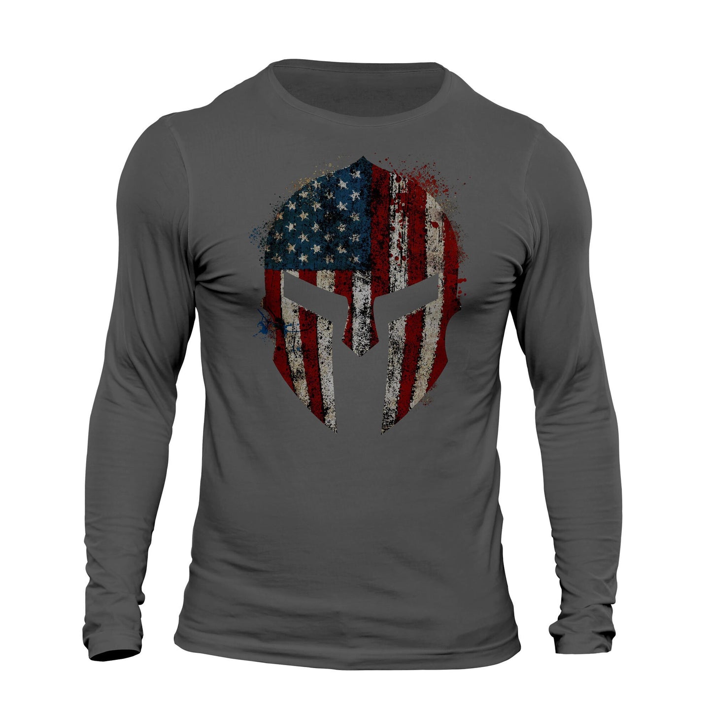 American Spartan Patriotic USA Flag Men's Long Sleeve T-Shirt