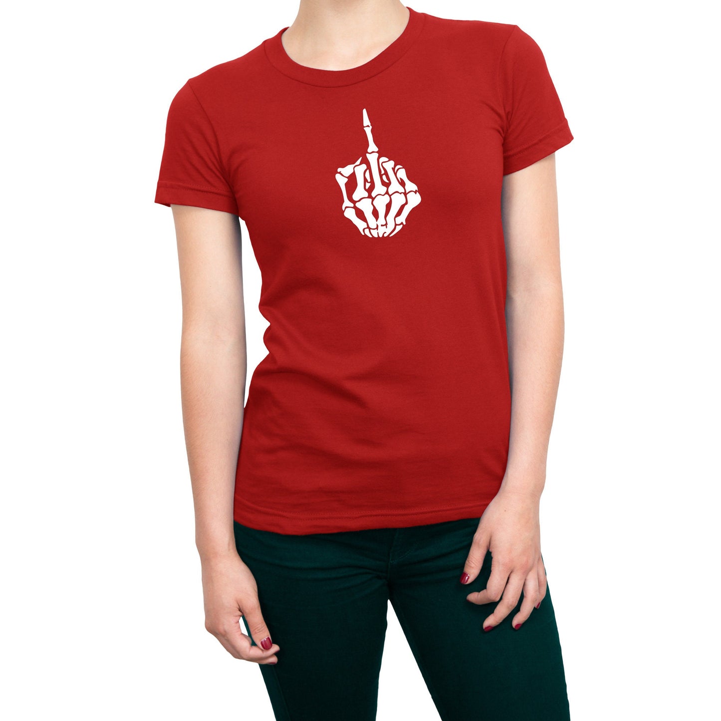 Halloween Skeleton Hand Middle Finger Women's T-Shirt