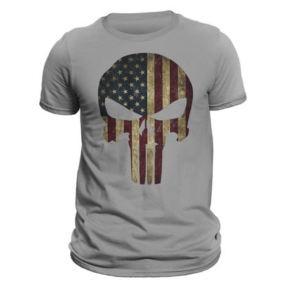 USA Patriotic American Flag Skull Tactical Men's T-Shirt