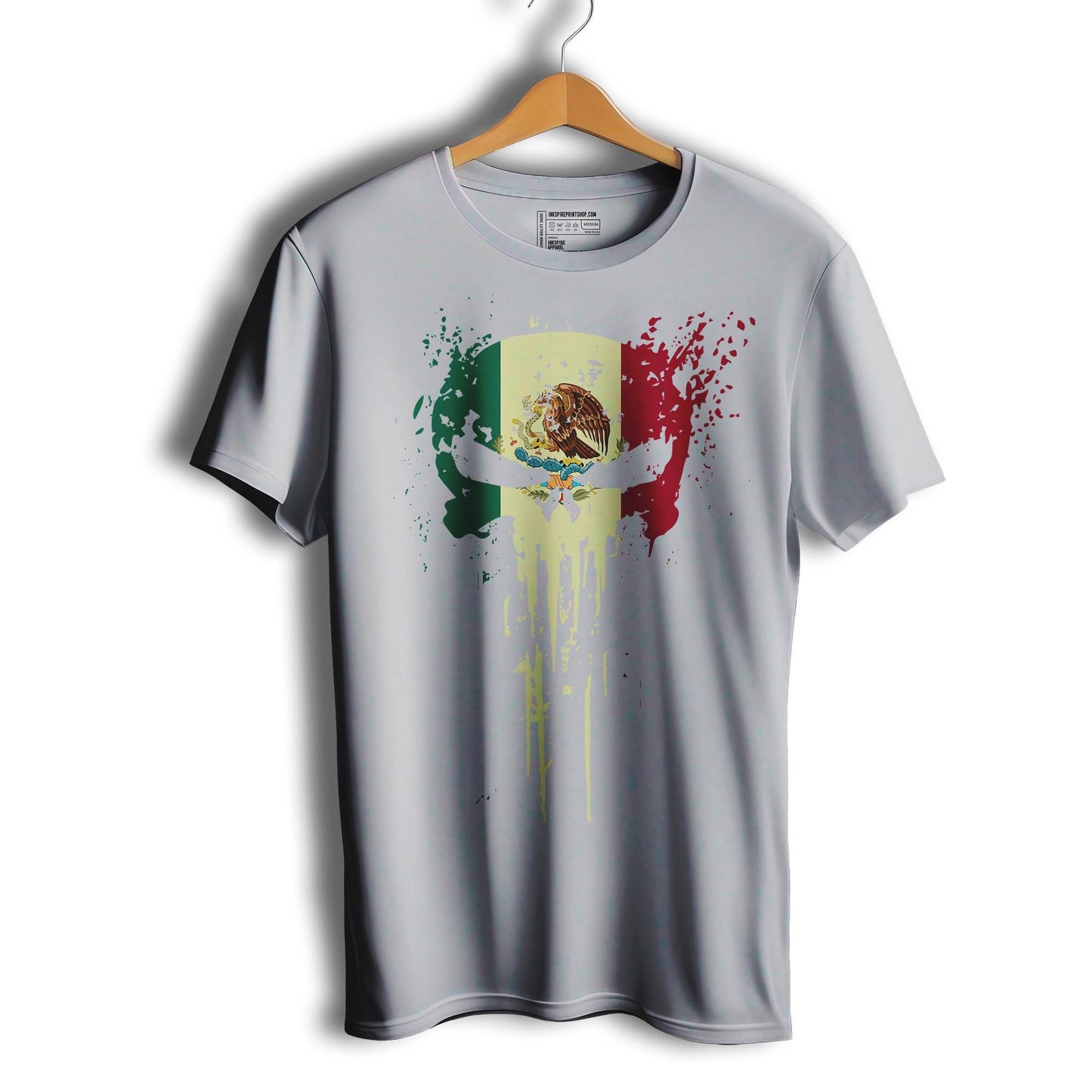 Mexican Flag Skull El Castigador Short Sleeve T-Shirt- Playera De Mexico