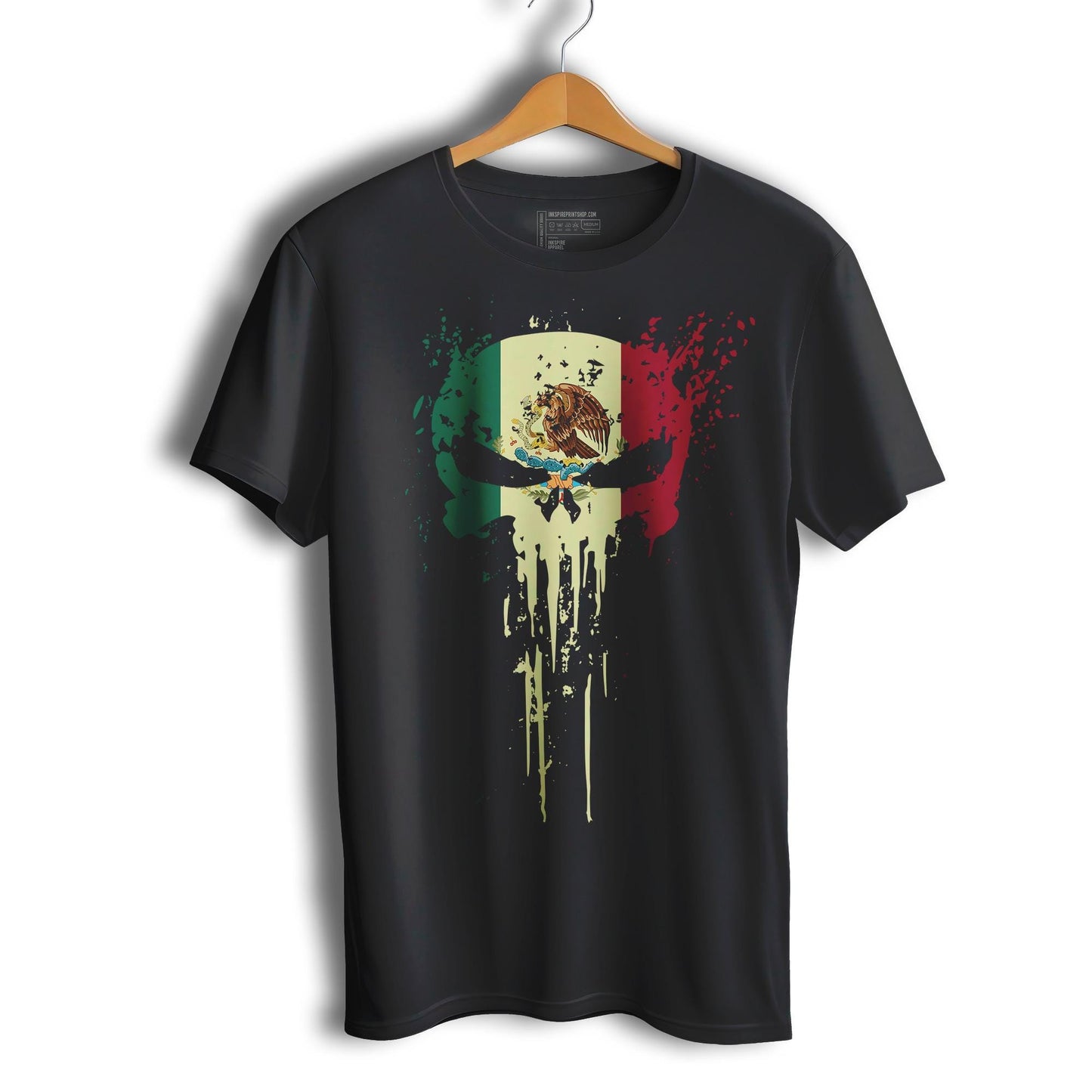 Mexican Flag Skull El Castigador Short Sleeve T-Shirt- Playera De Mexico