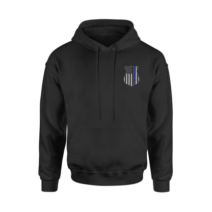 Thin Blue Line Flag Police Badge Shield Hoodie Sweatshirt