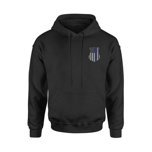 Thin Blue Line Flag Police Badge Shield Hoodie Sweatshirt