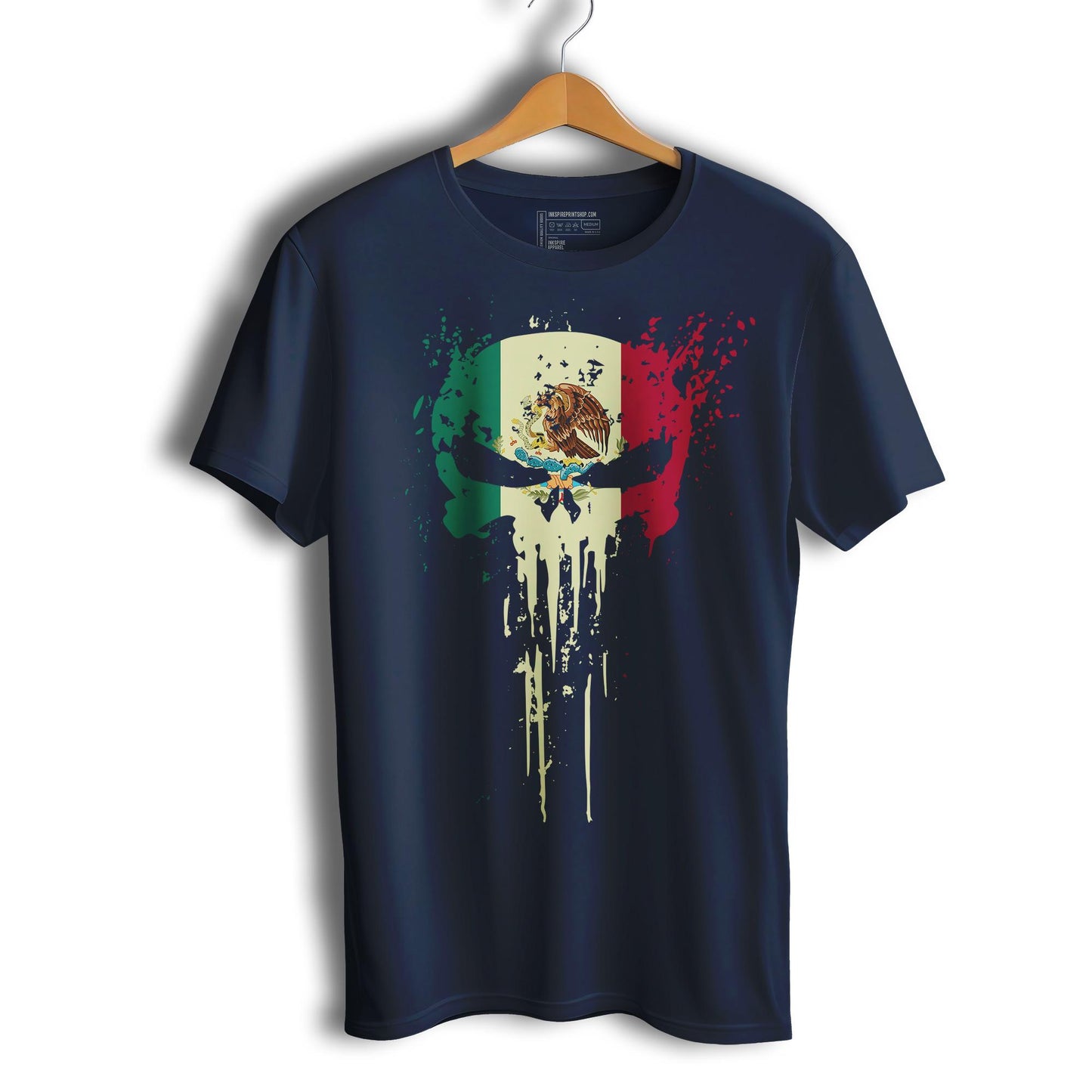 Mexican Flag Skull El Castigador Short Sleeve T-Shirt- Playera De Mexico