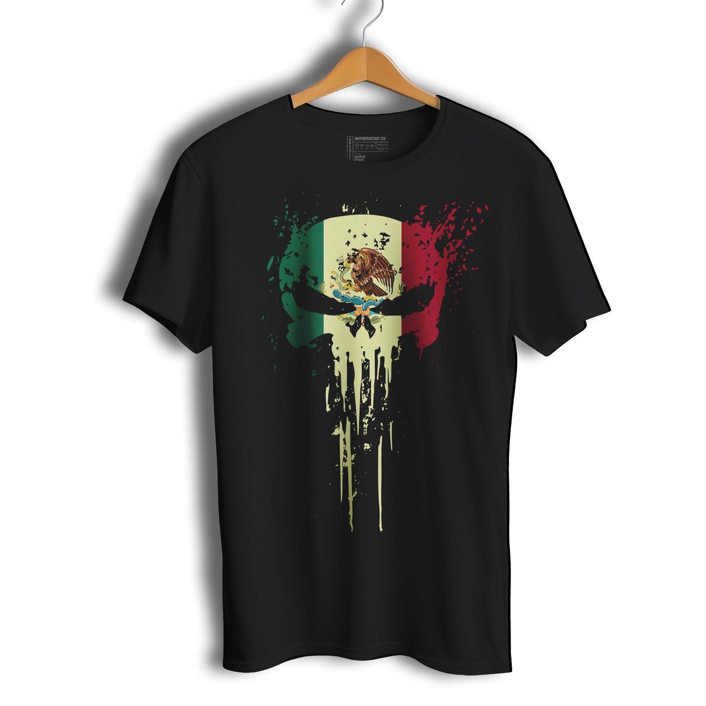 Mexican Flag Skull El Castigador Short Sleeve T-Shirt- Playera De Mexico